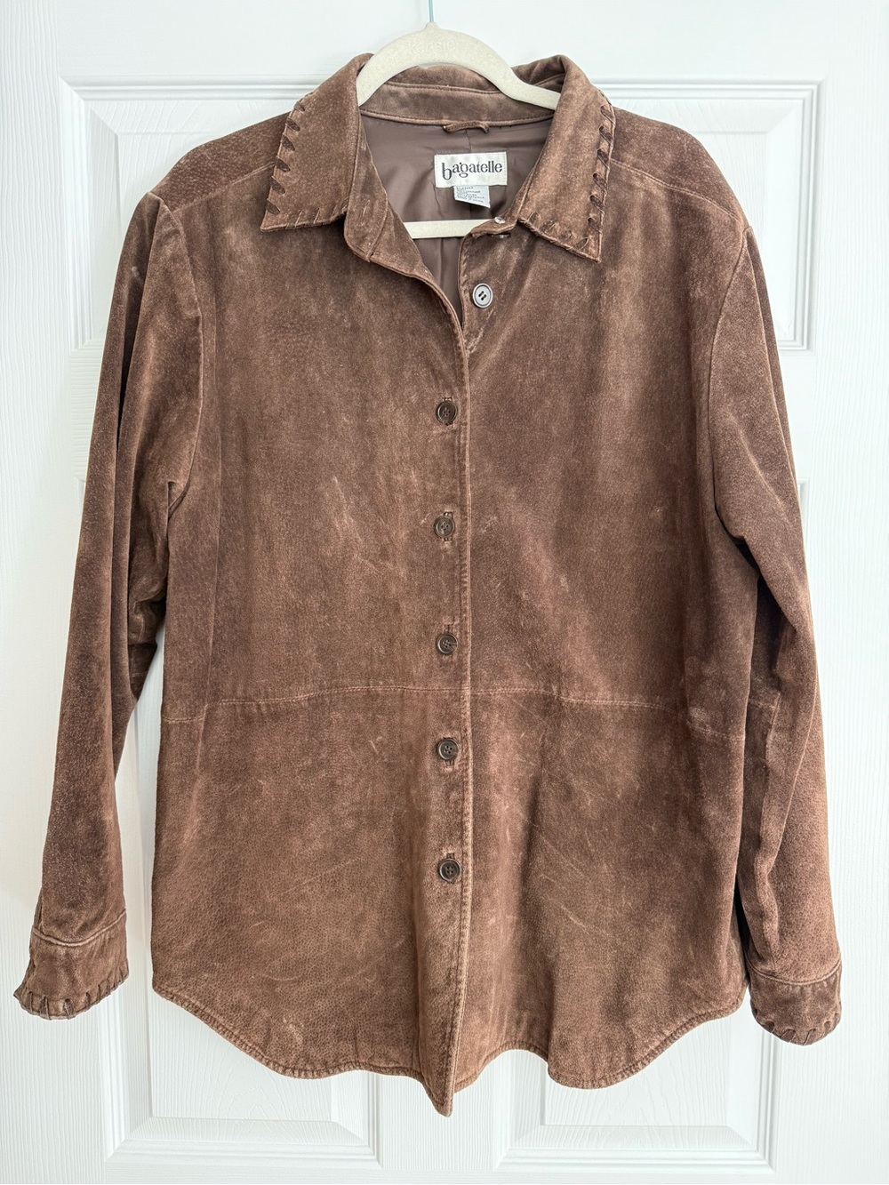 Vintage bagatelle Brown Suede Button-Front Jacket - Perfect Patina! (L)